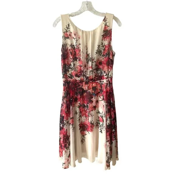 PHASE EIGHT Ivory Multicolor Floral Print Myrtle Sleeveless Cocktail Dress 12 - Picture 3 of 8